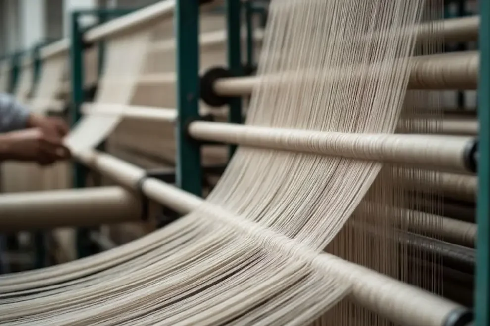 Detalle telar industria textil